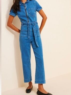 Anthropologie Maeve The Colette Weekend Denim Wide Leg Jumpsuit
